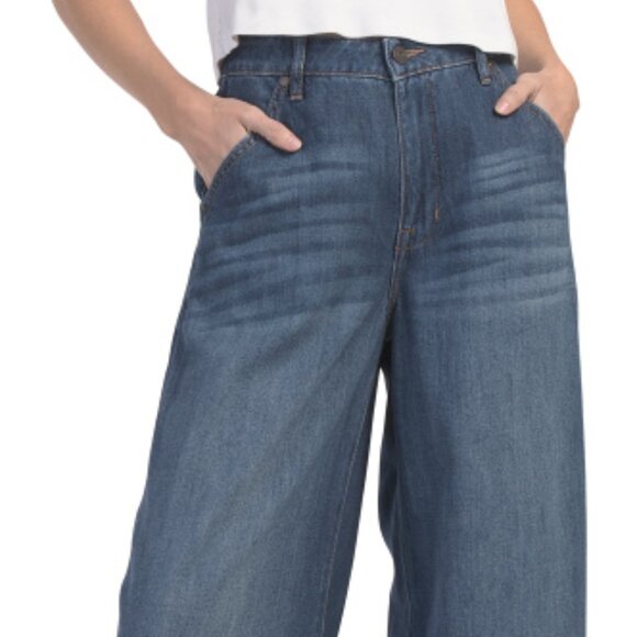 NEW HIDDEN Dark Wash Inseam Wide Leg Trousers in Dark Blue for women 825 3t2 - Picture 4 of 6